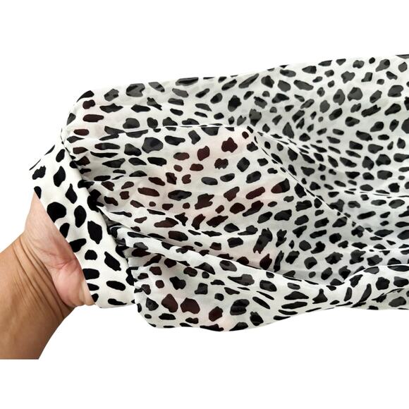 Perseption Concept Black/White Spotted Sheer Sleeve Blouse Womens Size L - Picture 2 of 8